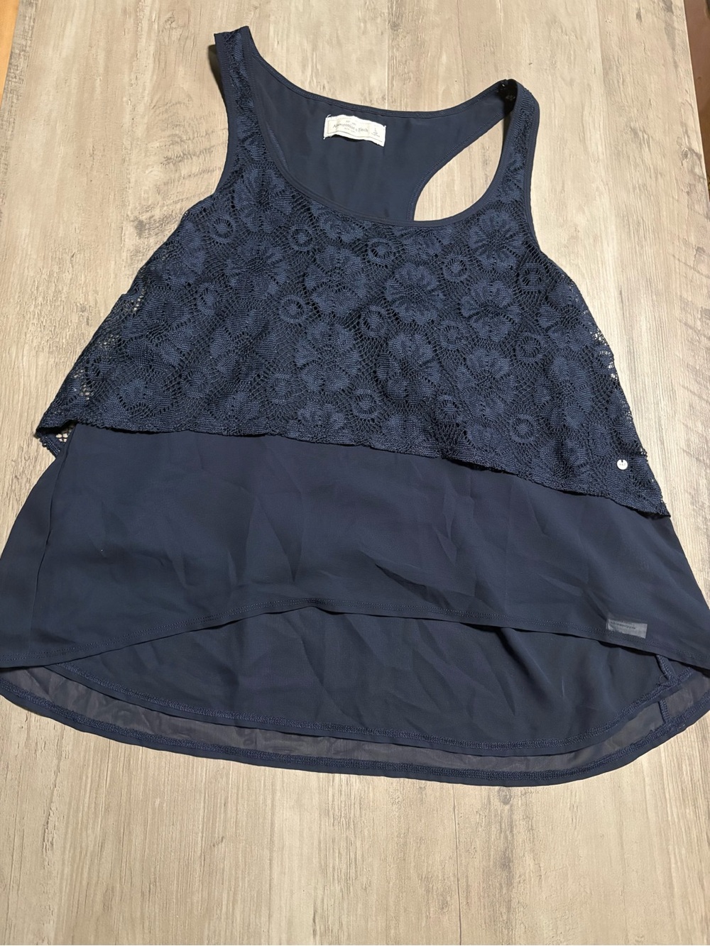 Abercrombie & Fitch Navy Lace Overlay Racerback Tank size L